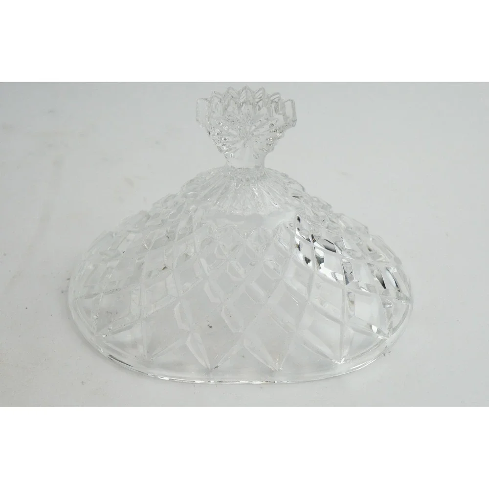 Crystal Clear Industries Brussels Poland Lidded Candy Serving Dish Cross Hatch